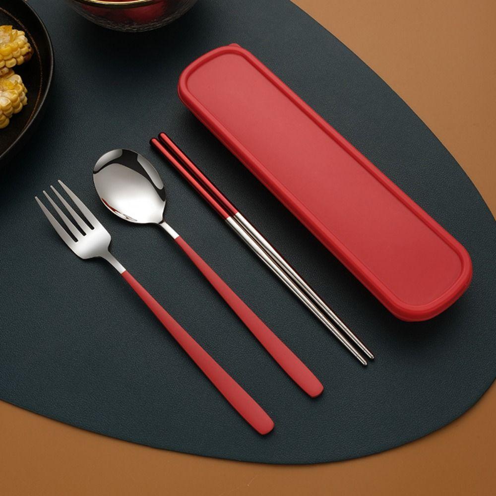 Набор вилок и ложек серебряного/золотого цвета, набор палочек для еды, дорожный набор столовых приборов из нержавеющей стали, для пикника
