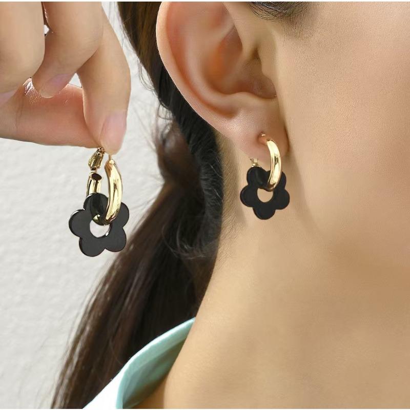 Модные серьги-цветы, женские нишевые серьги с чувством дизайна, цвет, темперамент, элегантные, универсальные