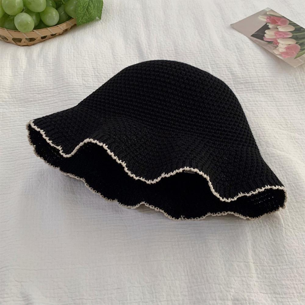 Темпераментная вязаная панама Французский стиль Защитная шляпа от солнца Модная пляжная шляпа для отдыха