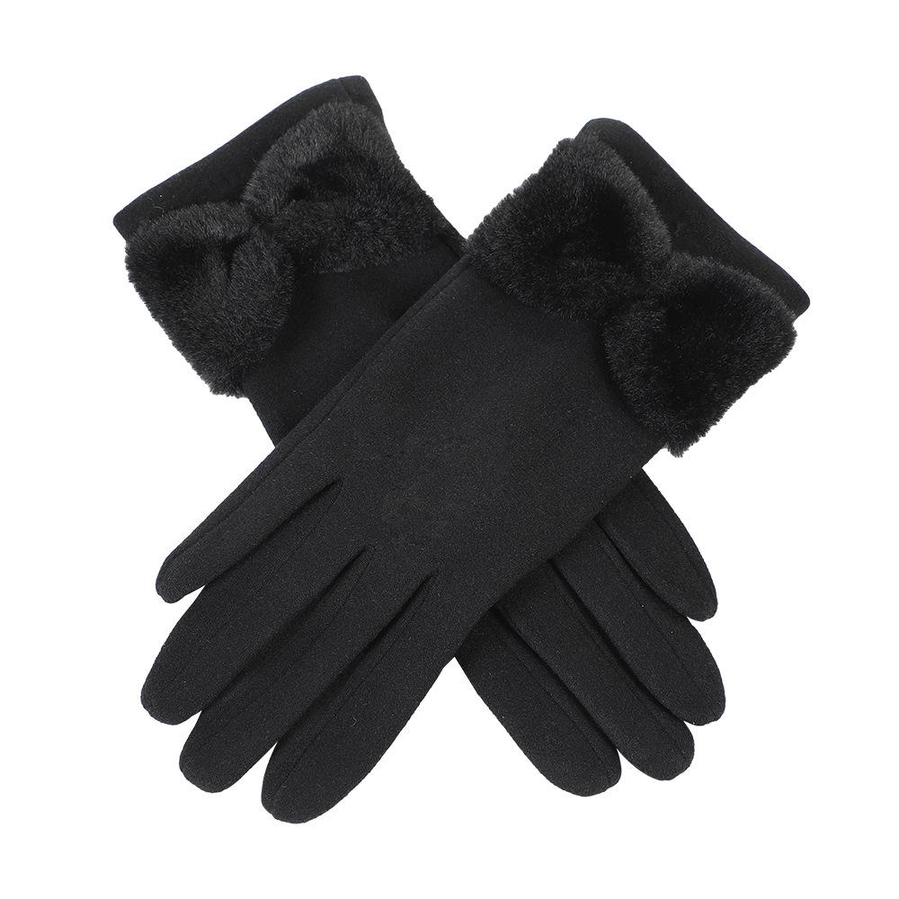Korean-Style Women's Winter Velvet Cycling Gloves - Warm, Windproof, and Cold-Resistant