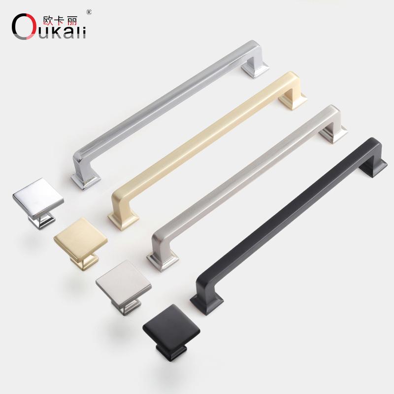 Oukali High Quality Modern Furniture Cabinet Handle Kitchen Bathroom Brushed Brass 5 Inch Matt Black Drawer Pull Handles