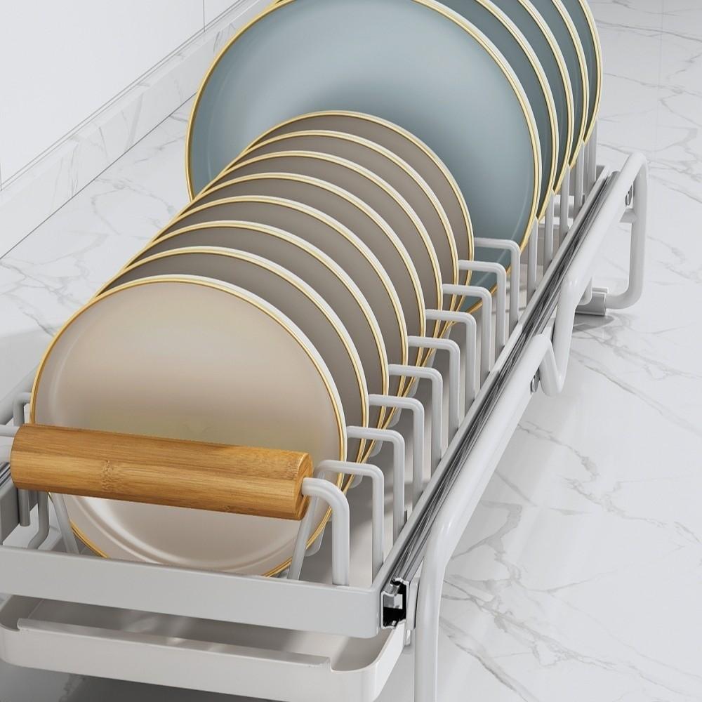 Одноуровневая под раковину полка износостойкая выдвижная полка для посуды сушилка для посуды под раковину
