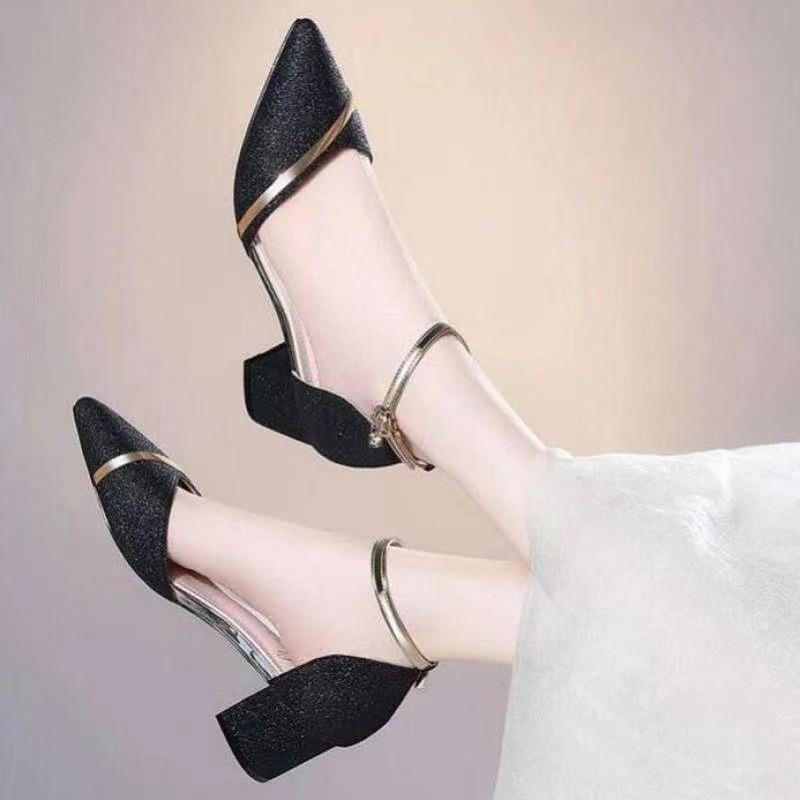New Spring Summer Black Fashion High-heeled Shoes High-quality Women's Silver Wedding High-heeled Shoes Women's Party Pump