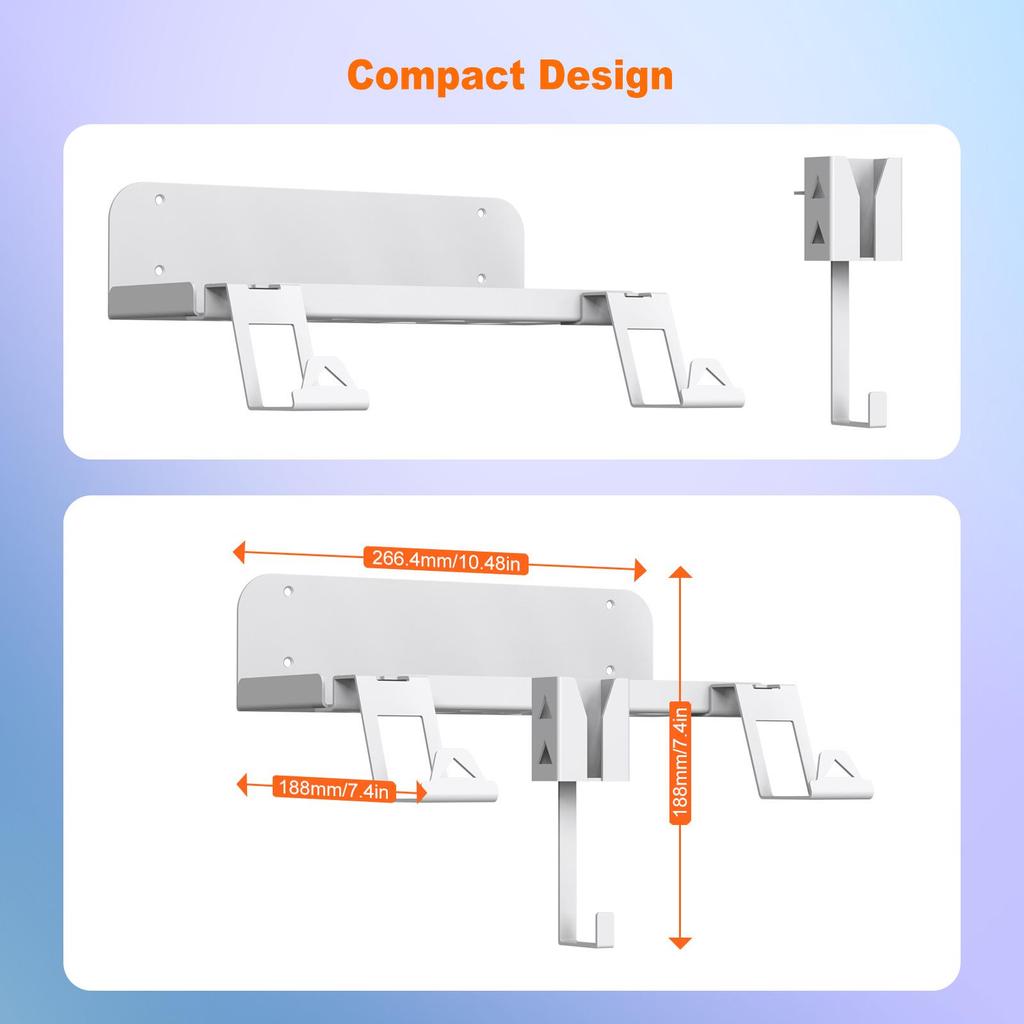 PS5 Wall Mount Bracket & Charging Cable Set for Console