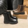 Fashionable and Comfortable Chelsea Boots Female Fall Inside Short Boots Thick Bottom Smoke Tube Boots