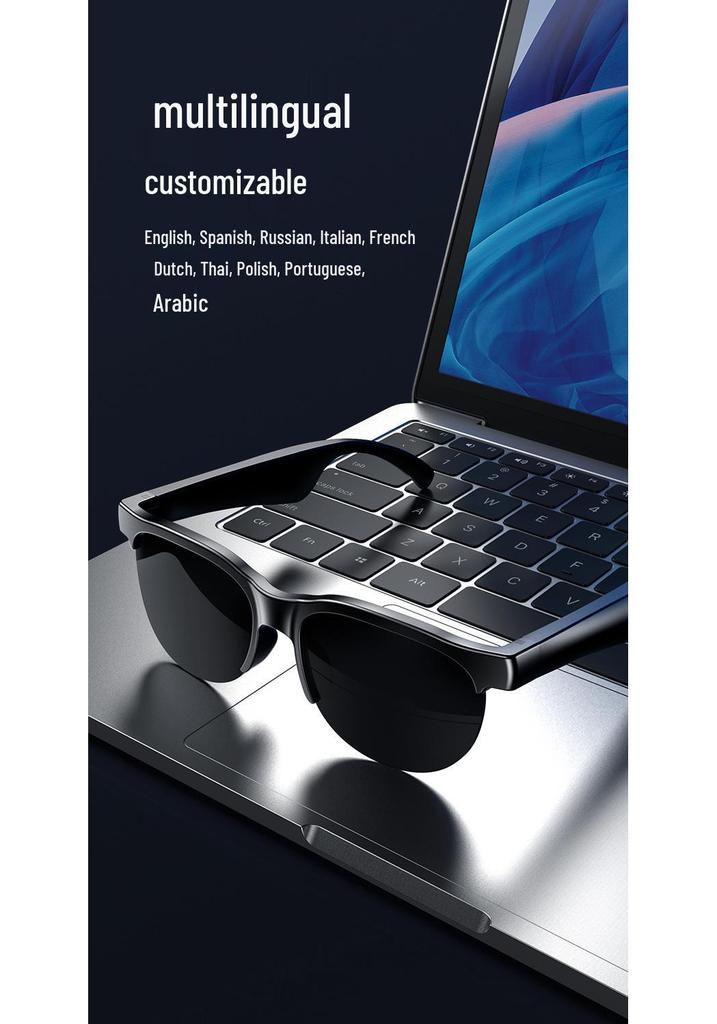 Premium AI Translation Smart Glasses with Music, Call Features, Noise Reduction, Meeting Notes, and Long Battery Life