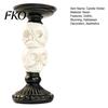 Gothic Candle Holder Halloween Candlestick Decoration, Raven Skull Holder, Three Dimensional Decor Spooky Taper Stand for Tabletop Home Matte Black