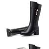 Women's Boots Autumn and Winter Wool Warm Thick Heels Fashion New Knee High Boots Leather Round Toe High Heel Women's Boots New