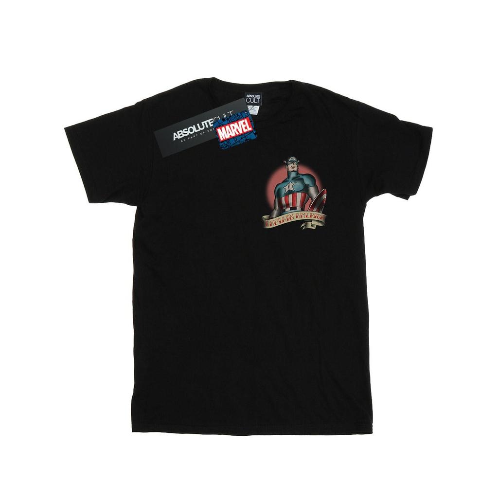 Marvel Mens Captain America Tattoo Breast Print T-Shirt