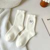 Милые носки из норкового флиса с мультяшным рисунком животных, белые носки средней длины, толстые, теплые, домашние носки для пола, девчачий универсальный аксессуар, носок в подарок