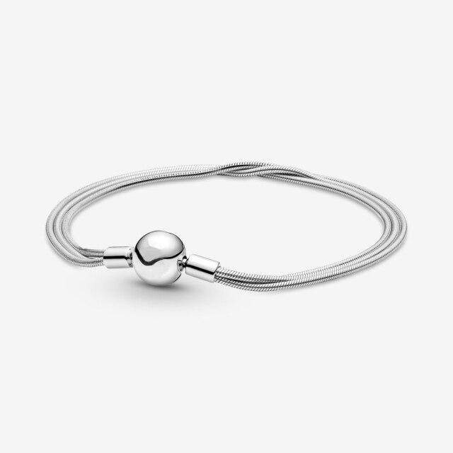 Original 925 Sterling Silver Bracelet Snake Chain Charm Bead Bracelets Bangles Women Diy Luxury Fine Jewelry