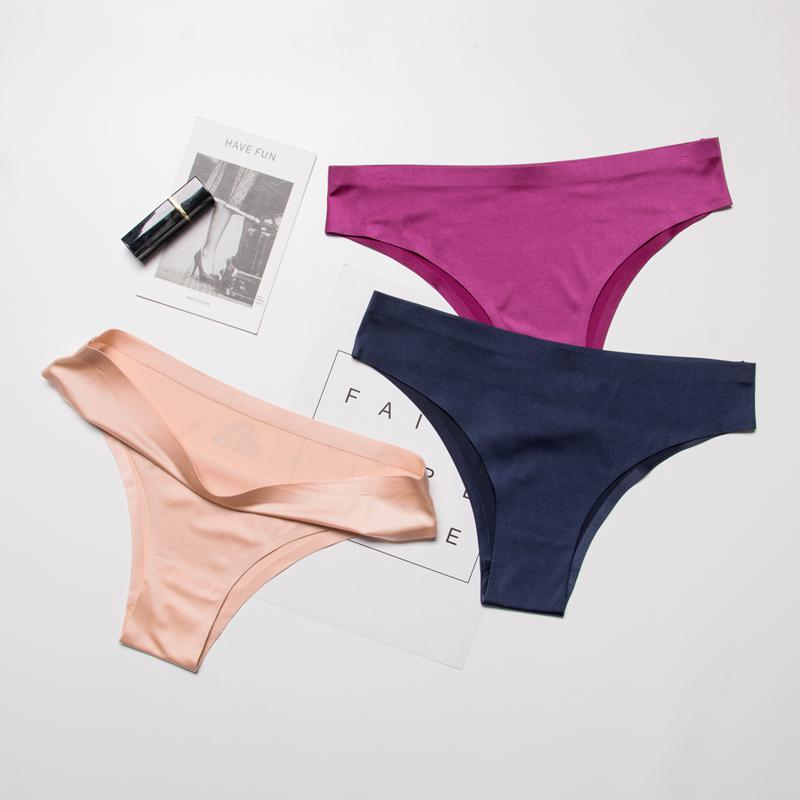 Ice Silk бесшовные трусики женские спортивные трусы сексуальные твердые стринги