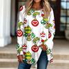 Женская рождественская принтовая рубашка с длинным рукавом, круглый вырез, пуловер, футболка, топ, пуловер