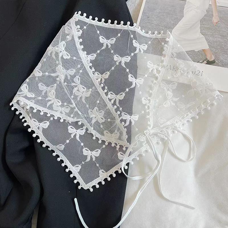 Sweet Triangle One-Piece Belted Overlap Lace Skirt Apron  Lace Trim Half Skirt Butt Curtain Spring Headscarf Accessories