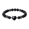 Натуральные аметисты Сердце Браслеты для женщин Матовый черный оникс Гематитовые бусины Эластичный браслет Мужчины Защита здоровья души Ювелирные изделия