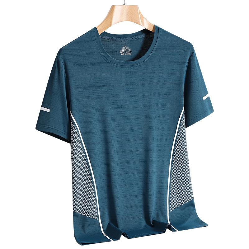 Мужская футболка с короткими рукавами, летняя Свободная одежда с круглым вырезом для бега на открытом воздухе, повседневный топ, спортивный фитнес-сетка, дышащая, быстросохнущая одежда