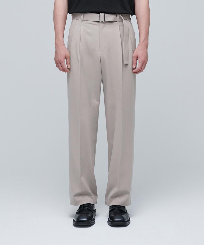 MUSINSA STANDARD Real Wide Belted Slacks [Light Beige]