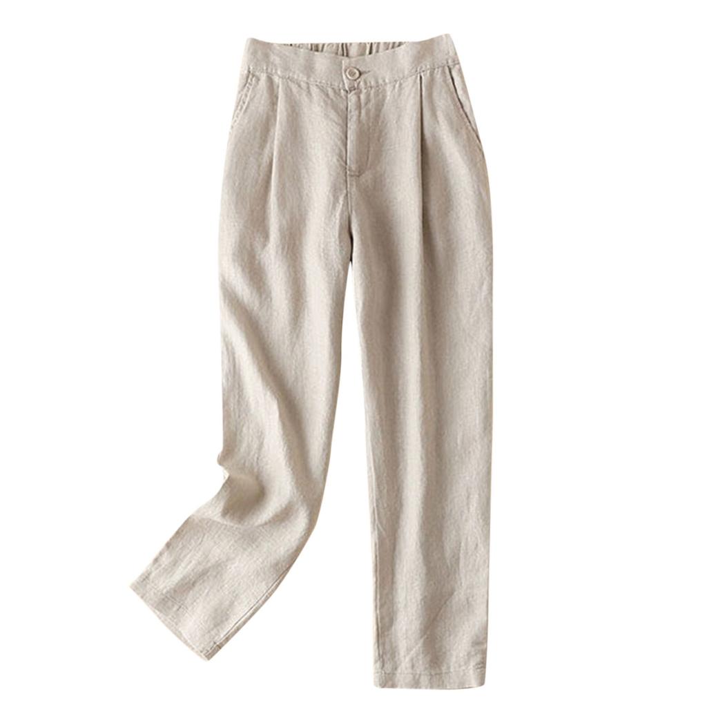 Модные женские однотонные повседневные свободные брюки с высокой талией, тонкие девятые брюки