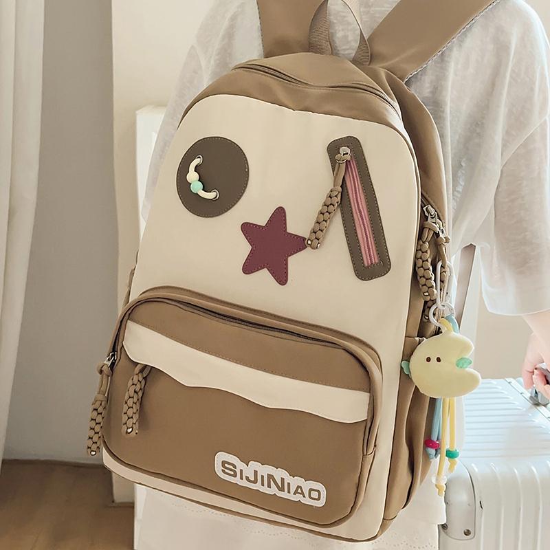 Цветной блок Студенческий школьный рюкзак Рюкзак большой вместимости Женский дорожный рюкзак