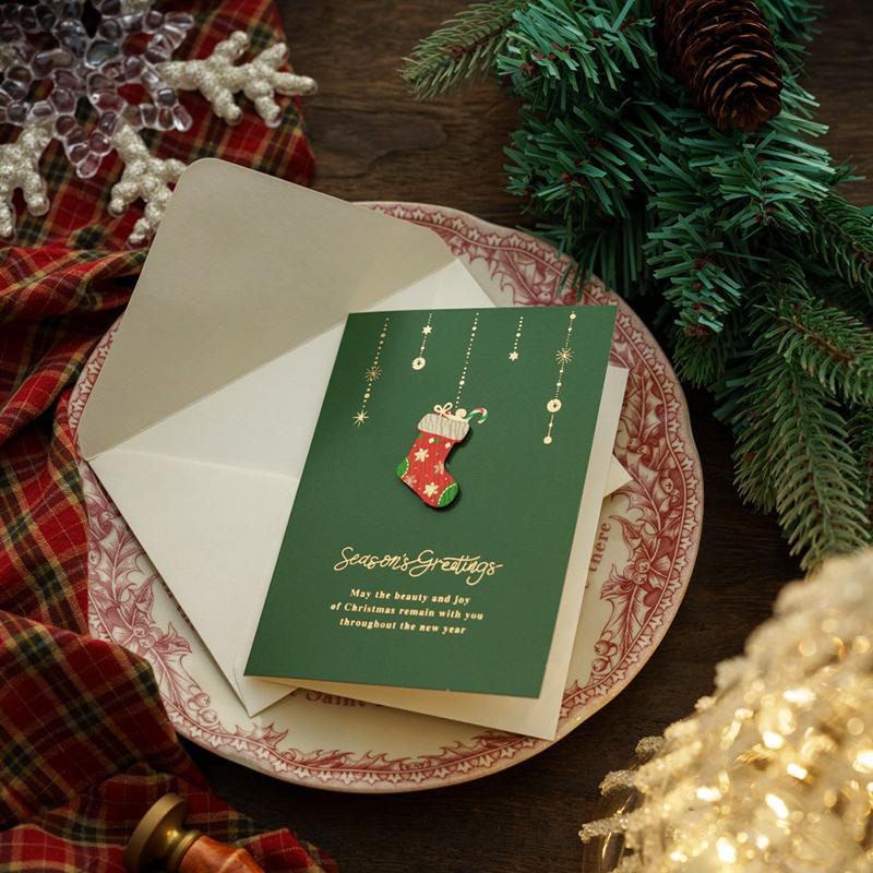 1PC Handwritten Cards Exquisitely Patterned Vintage Holiday Greetings Christmas Connotation Gift Cards Smooth Writing