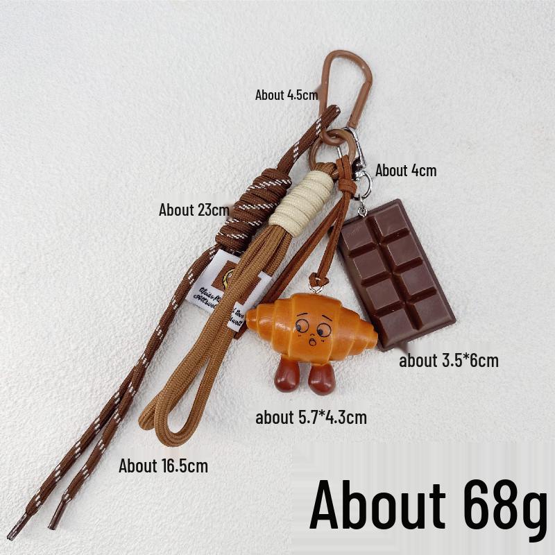 INS-Style Miu Series Alkaline Water Bread Bag - Cute Chocolate Pendant Jewelry Keychain