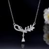 S925 Sterling Silver Bow Knot Wheat Ear Necklace - Elegant Teardrop Clavicle Chain for Women and Girls