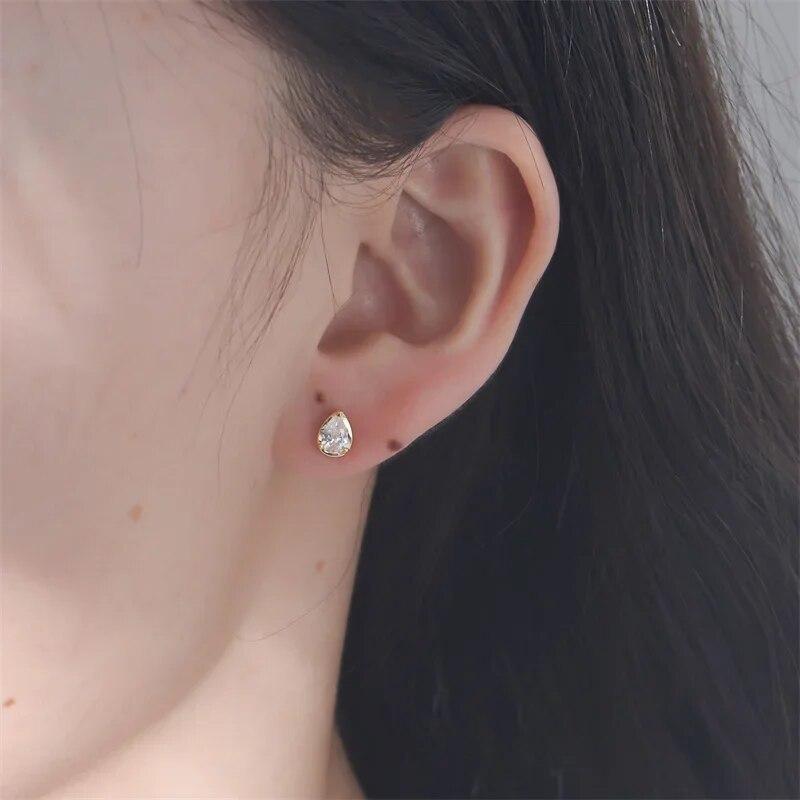 Роскошные серьги-гвоздики с каплями воды и грушей для свадьбы, оптовая продажа, серьги из стерлингового серебра 925 пробы с покрытием из 18-каратного золота, ювелирные изделия, подарок