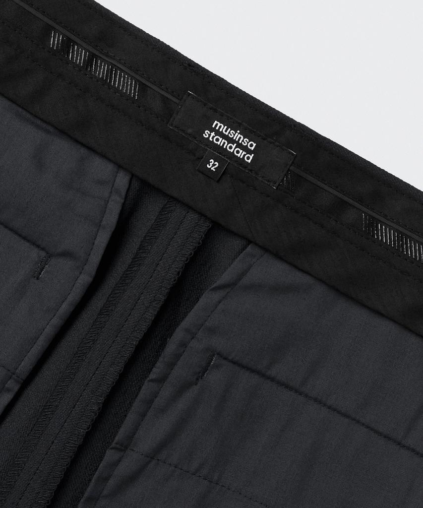 MUSINSA STANDARD Cool Touch Semi-Wide Hidden Banding Slacks [Black]