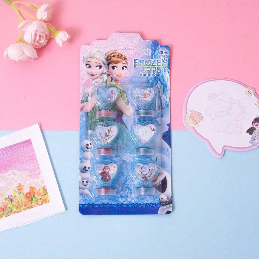 Набор штампов MINISO «Холодное сердце» из 6 штук - Смываемые мультяшные печати - Многоцветные варианты, Подходят для украшения альбома