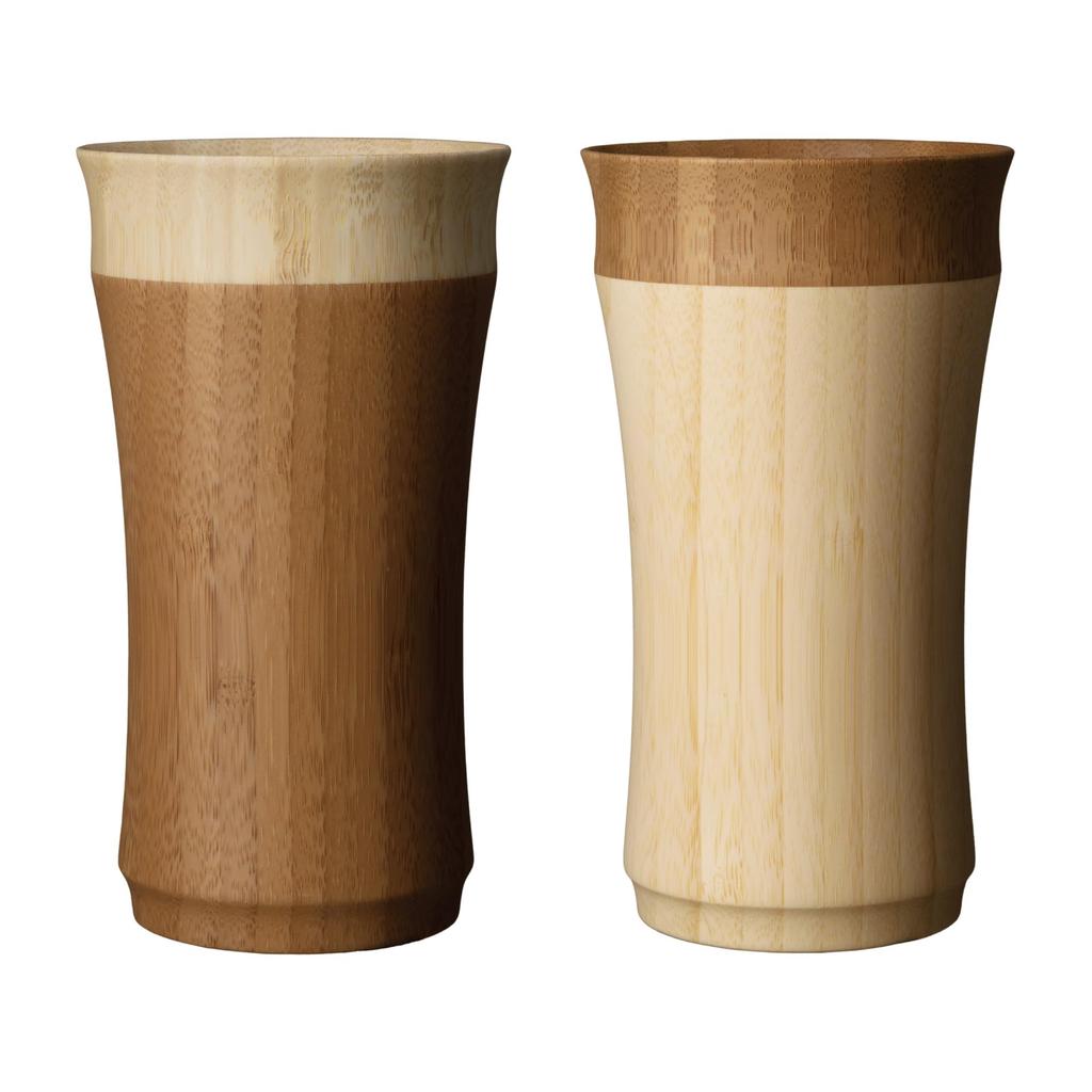 RIVERET Layered Tumbler 270ml Pair Set Bamboo Dishwasher Safe White/Brown RV-129WB