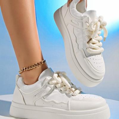 Мода Плюс Размер 2025 Обувь Женская На шнуровке Женские Вулканизированные Туфли Уличная Платформа Универсальные Женские Кроссовки Новая Женская Повседневная Обувь