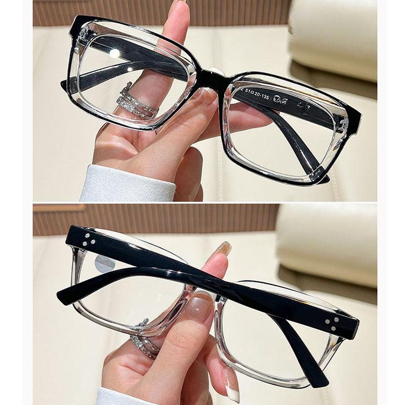 Anti Blue Light Reading Glasses Women Trendy Transparent Large Frame Far Sighted Eyeglasses