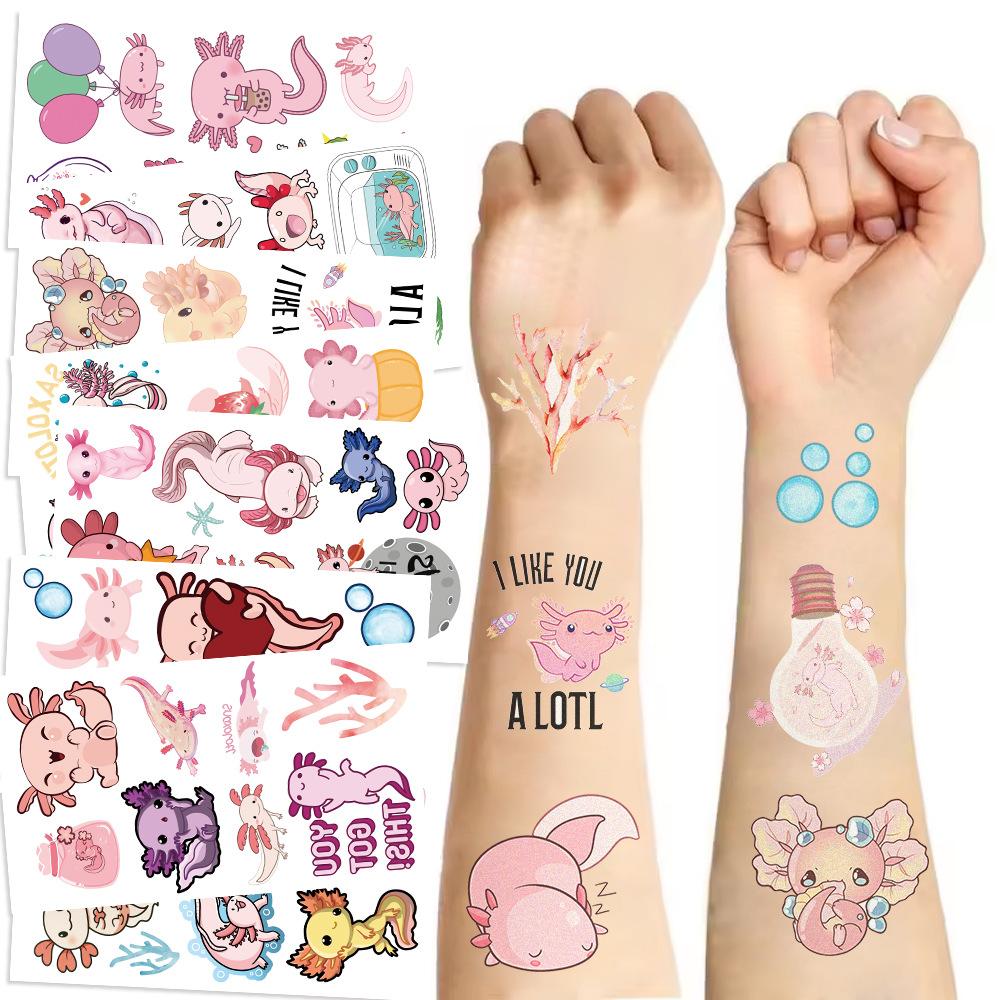 Новые розовые наклейки-татуировки гигантской саламандры, водонепроницаемые, подарок для вечеринки, наклейки со смешными лицами