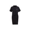 Striped Logo Round Neck Short Sleeve Dress Women Dresses Black HG6416