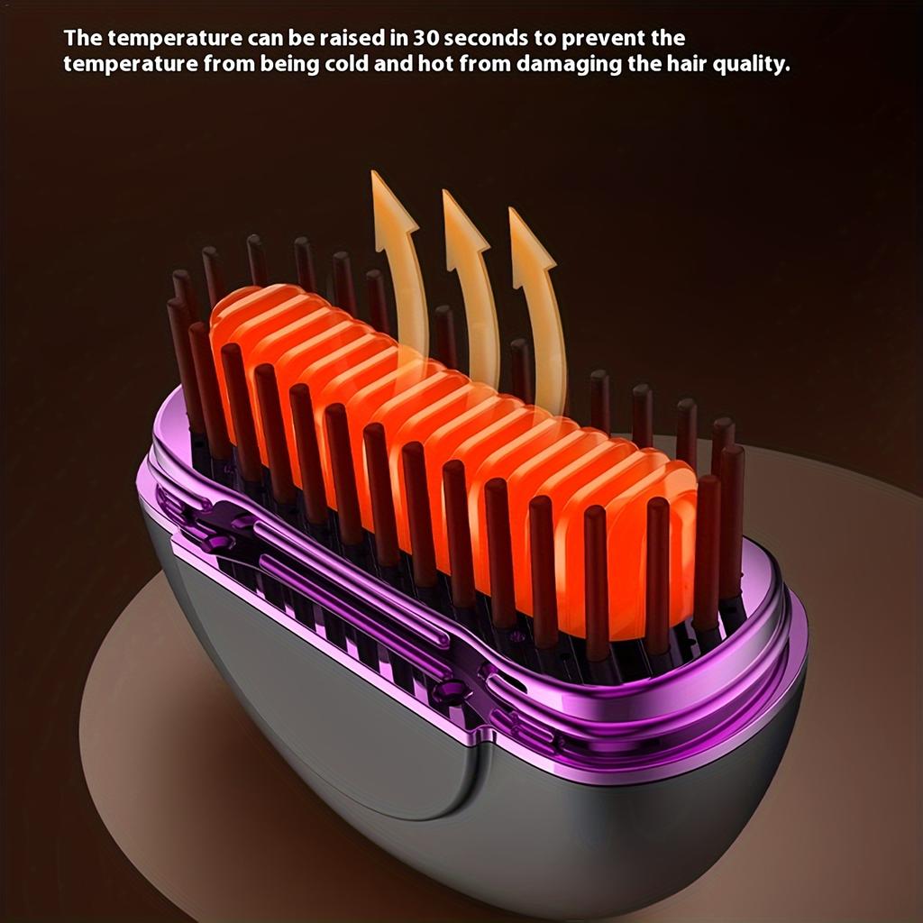Портативный беспроводной перезаряжаемый выпрямитель для волос Щетка с отрицательными ионами Беспроводной мини-керамический выпрямитель для волос Расческа для бороды