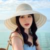 WTEMPO Beach Vacation Sunscreen Hats Women's Summer Lace Patchwork Large Brim Straw UV-proof Fisherman Hats