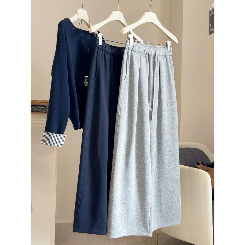Solid Color Lazy and Relaxed Casual Pants Children's Autumn Drape Loose Wide-leg Pants Versatile Floor-mopping Sweatpants