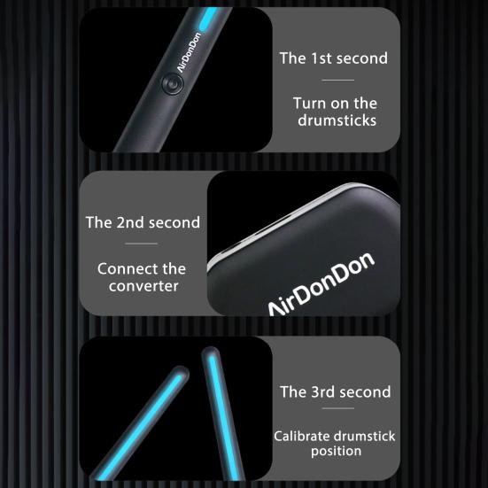 1 Set Air Drum Kit with Drumsticks Pedals Audio Converter Earphone 3D Motion Sensing Electric Drum Beginners Children Adults Portable Virtual Drum Toy