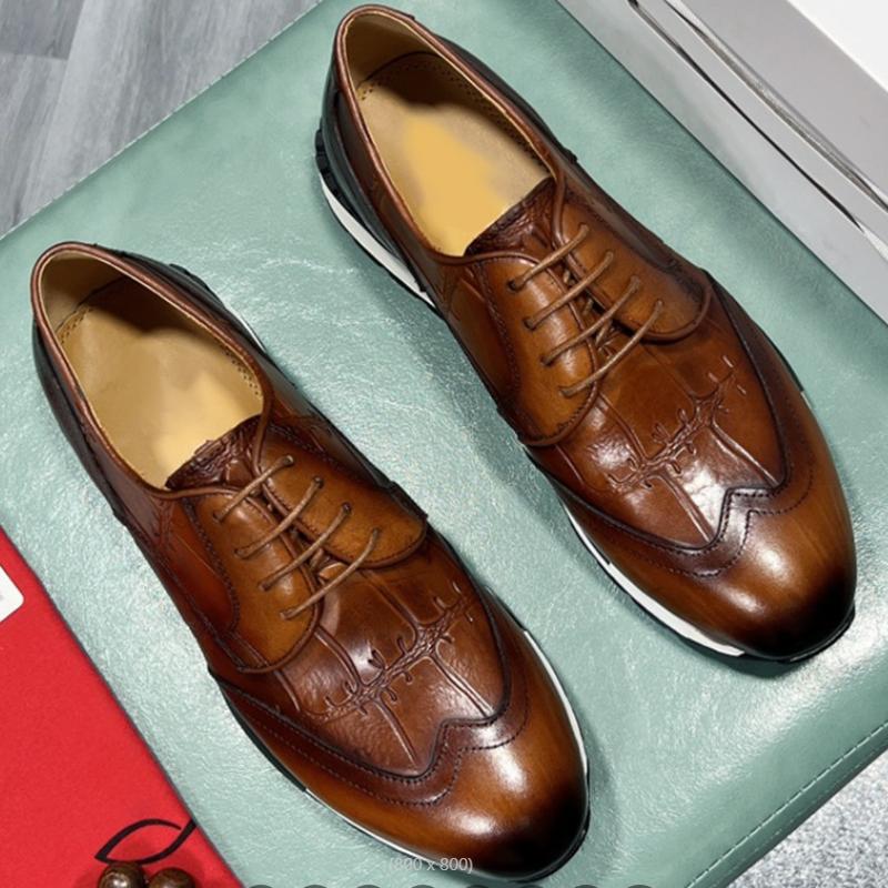 Мужская повседневная кожаная обувь весна осень Брок резная легкая на шнуровке коровья кожа спортивная свадебная обувь zapatos sapat a17