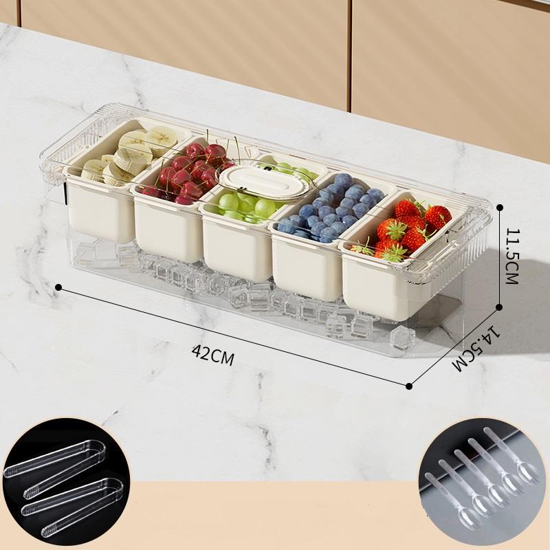 Divided Serving Tray with Lid Food Storage Container Snack Box 5 Compartment Snack Container Kitchen Fruit Storage Container New