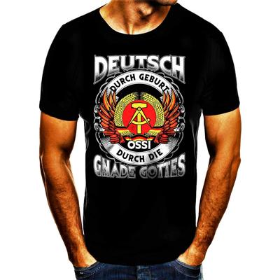 DDR Deutsch Durch Geburt Ossi Durch Die Gnade Gottes Футболка Мужская 100% Хлопок Повседневная Футболка Свободный Верх Размер S3XL