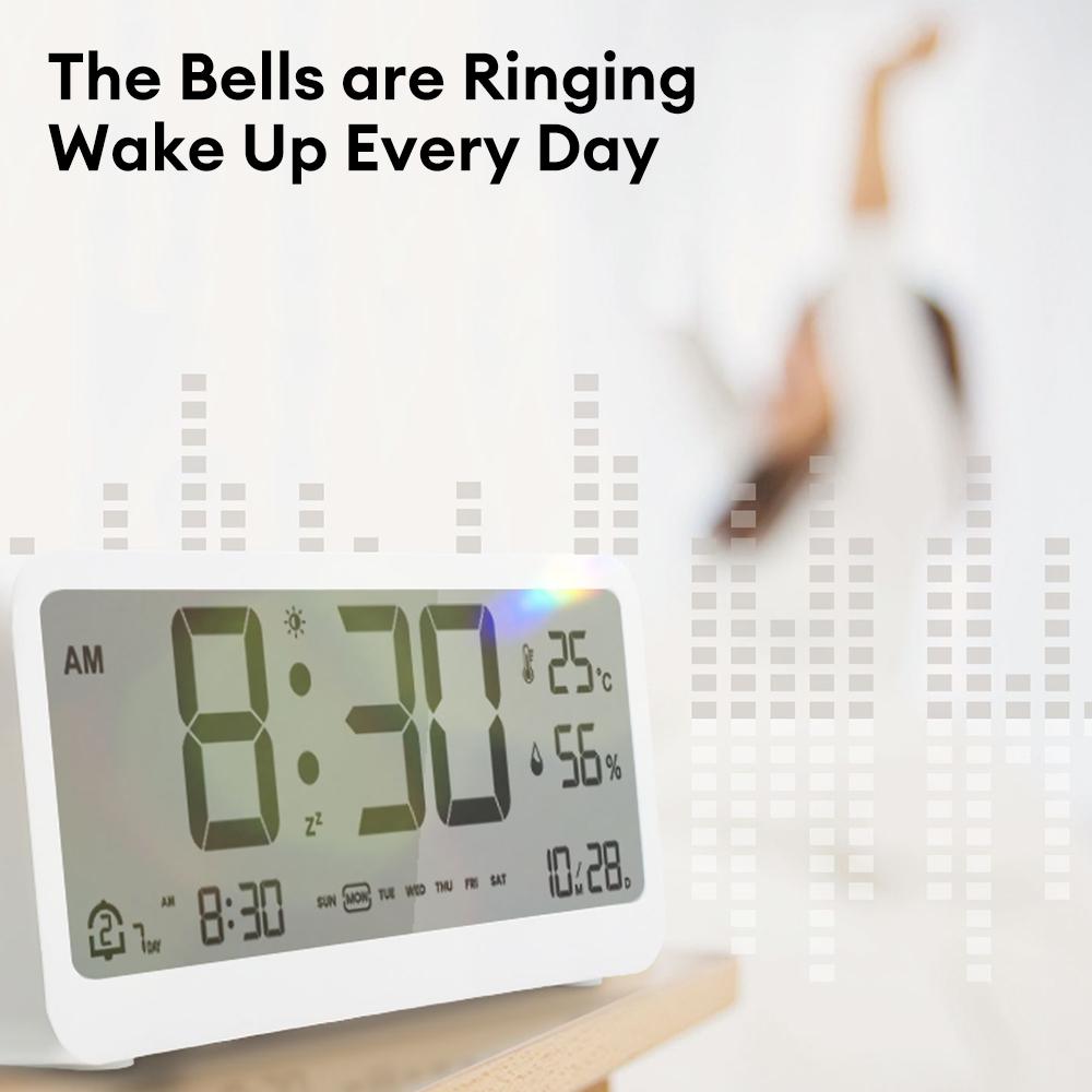 Digital Alarm Clock Table Electronics Wall Temperature Humidity Calendar Week Bedroom Child Desk Watch Night Light Decorations