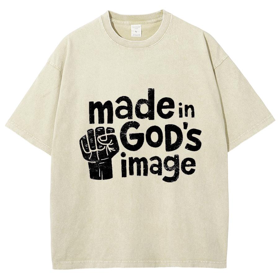 Футболка женская с монограммой и принтом «Made In God's Image», свободная, с коротким рукавом, модная футболка
