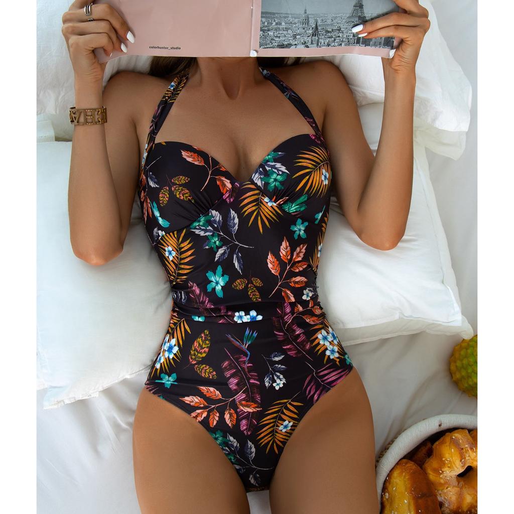 Женский цельный модный сексуальный пляжный купальник бикини с принтом (С нагрудником без стального кронштейна)