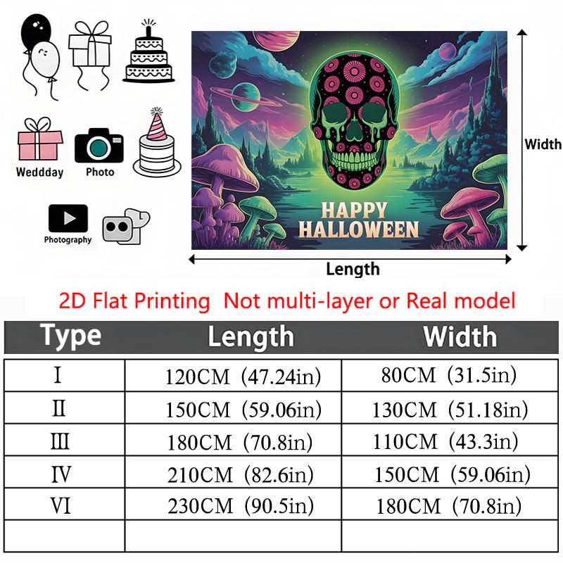 Party Backdrop Flat Cosmic Skull Gothic Hanging Parties Round Seasons Photo Background Decor Party Decor