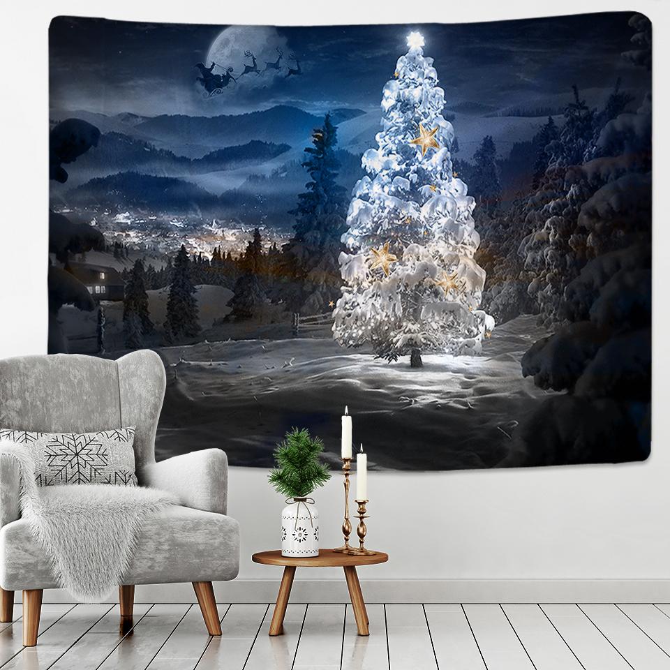 Christmas Tree Home Decor Tapestry Christmas Wall Hanging Scene Living Room Room Wall Decor Backdrop Cloth Tapestry