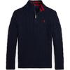 Polo Sweater Kids Stand Collar Solid Color Pullover Long Sleeve Navy Blue Kids Sweater 323868894-017