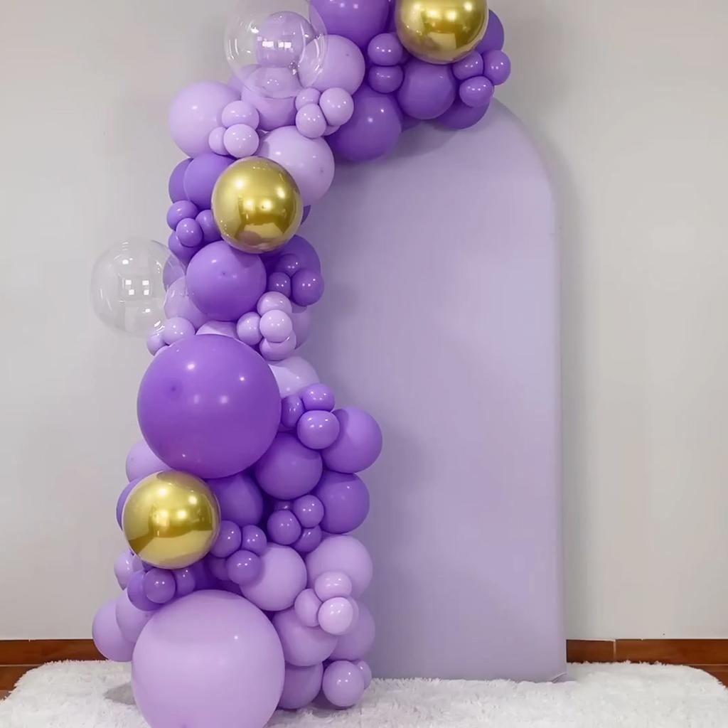 91Pcs Purple Balloons Garland Arch Kit Latex Metallic Balloon Paper Butterfly for Women Birthday Party Decor Supplies