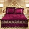Однотонный бархатный стеганый покрывало на кровать King Size, утолщенное плюшевое, защитная накидка-юбка для кровати, мягкое, комфортное