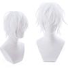 Термостойкий косплей-парик, "Второй замок," чисто белый, идеально подходит для коротких волос, костюмов и вечеринок. Включает два бонусных предмета.